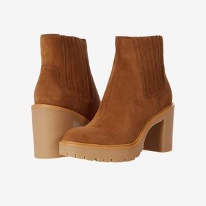 Dolce Vita Caster block heel bootie in camel suede SIZE 8